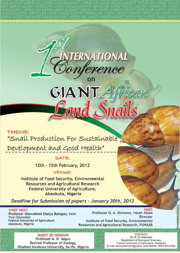 1st INTERNATIONAL Conference on GIANT African Land Snails